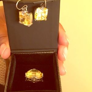 Judith Ripka ring and matching earrings